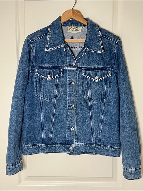 Christine Alexander Jackets & Blazers - Christine Alexander Blue Denim Jacket with Stud Accents Small